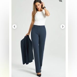 Betabrand | Classic Dress Pant Yoga Pant Straight Navy Large